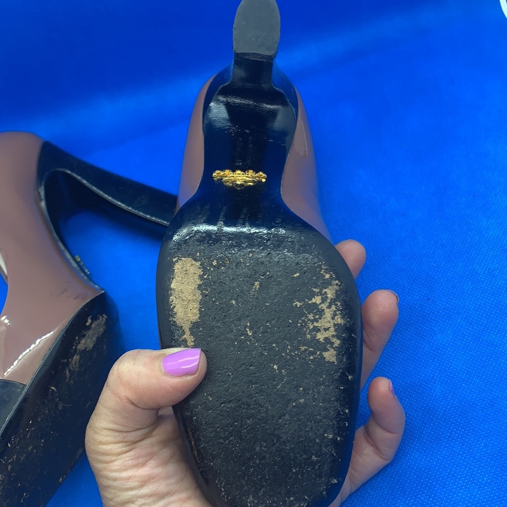 🔥 👠 PRADA Brown black‎ iconic heels 34 - Picture 4 of 12